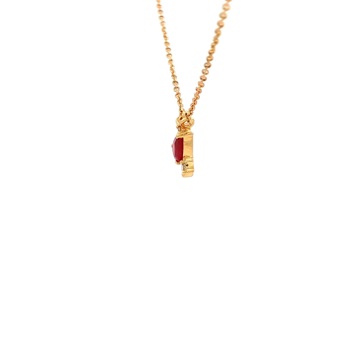 Pear Ruby Necklace in Yellow Gold