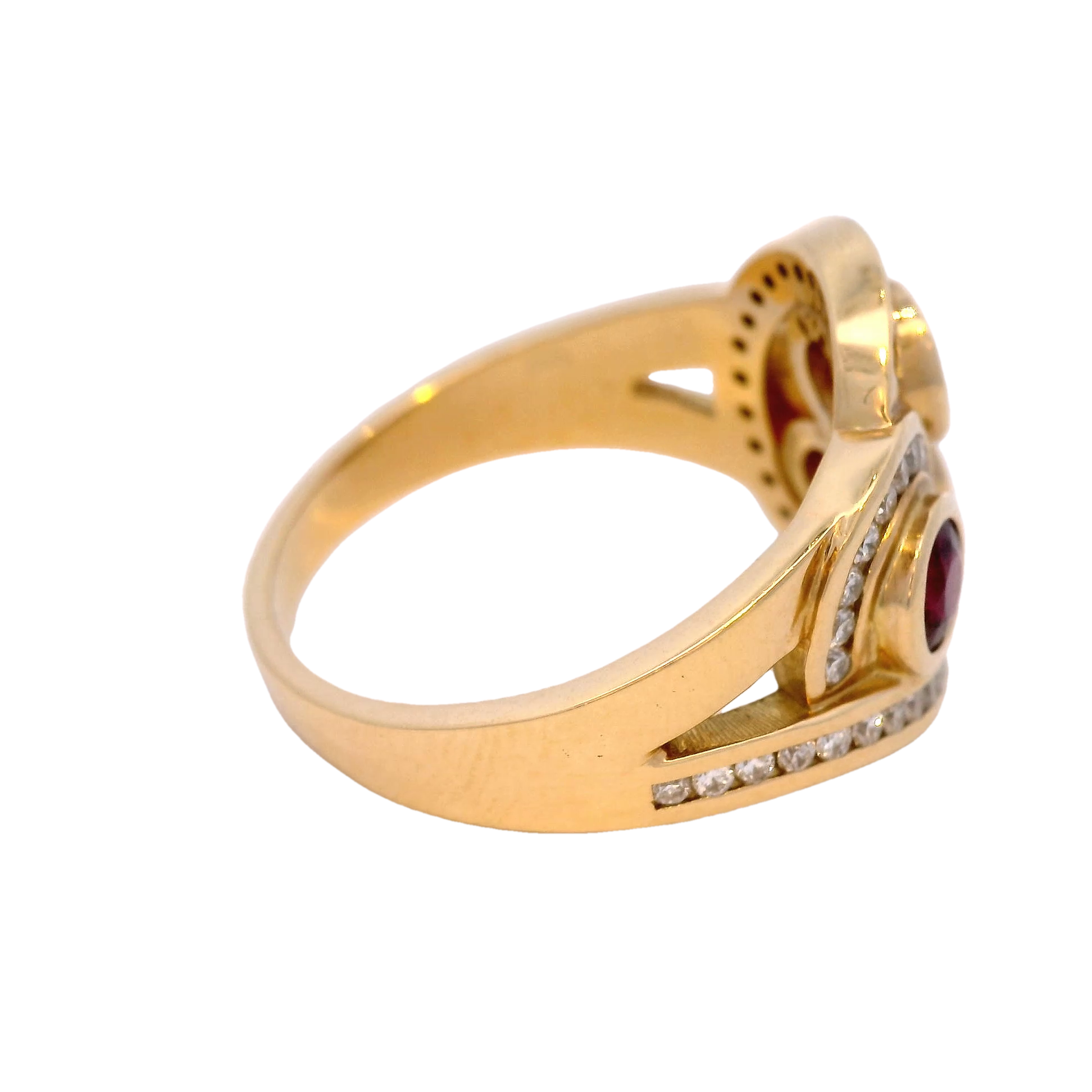 Diamond and Ruby Set in Yellow Gold Dress Ring