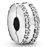 Double Lined Silver Clip w CZ