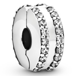 Double Lined Silver Clip w CZ