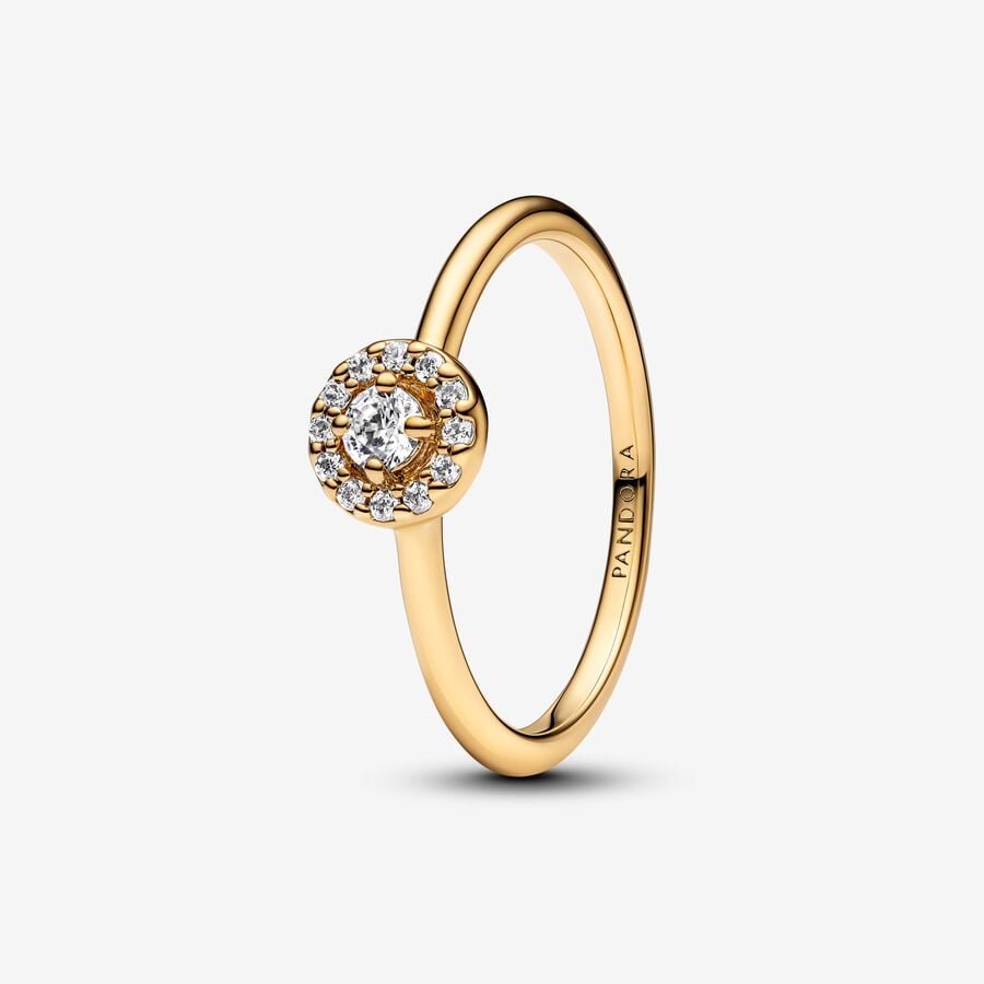 14k Gold-plated ring with clear cubic zirconia