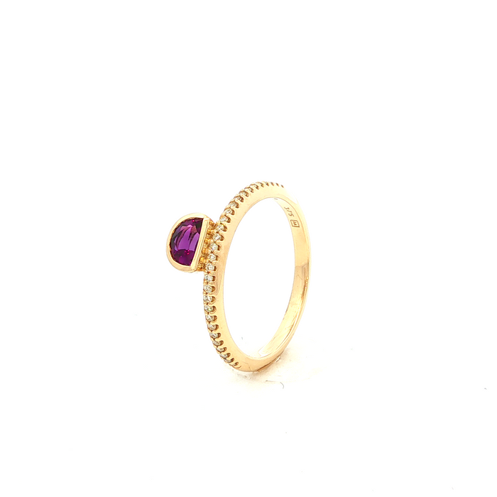 Amethyst and Diamond Dress Ring in Yellow Gold