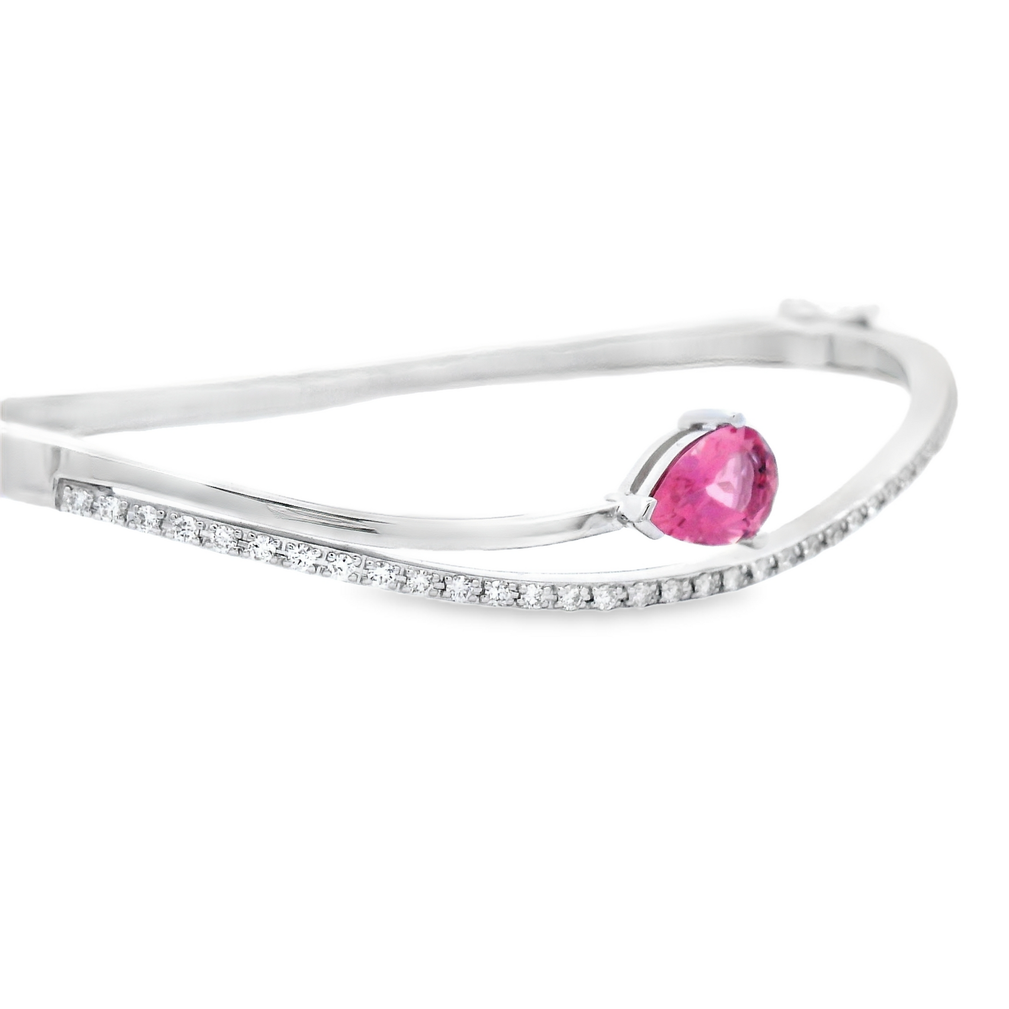 Pink Tourmaline Bracelet Set in White Gold