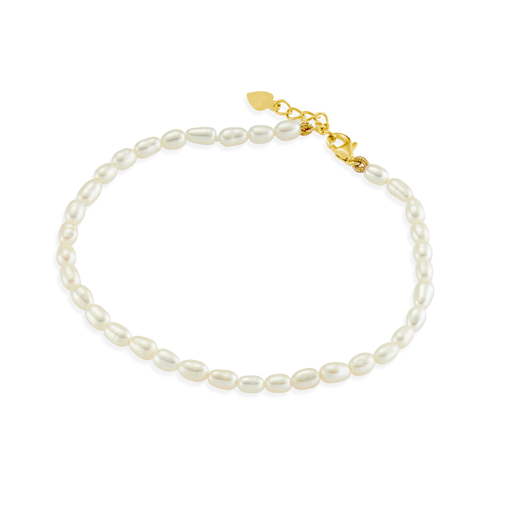 DPI Freshwater Rice Pearl Bracelet with Sterling Silver Clasp