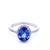 Oval Cut Tanzanite Dress Ring with Diamond Halo and Shoulder  in White Gold