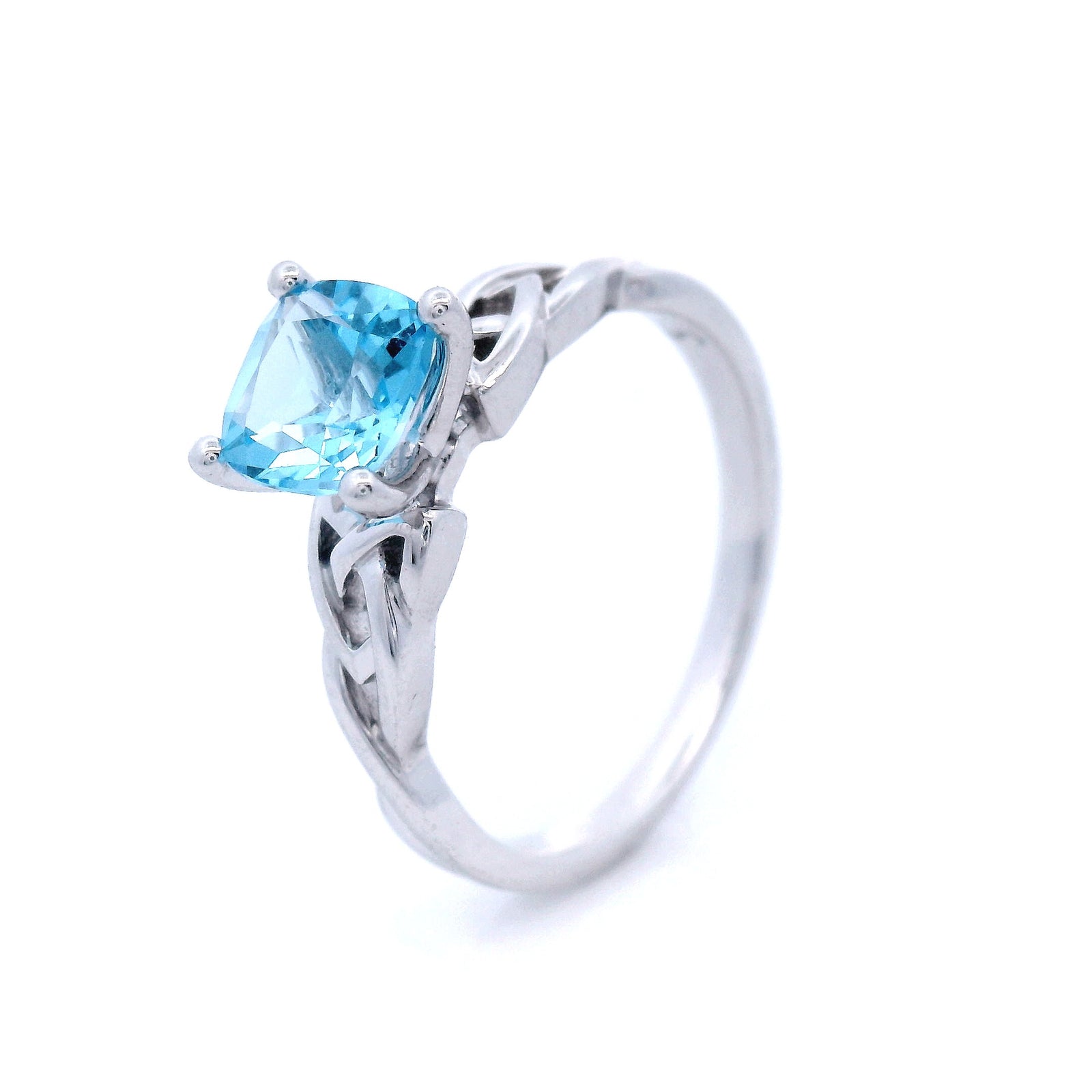 White Gold Blue Topaz Dress Ring