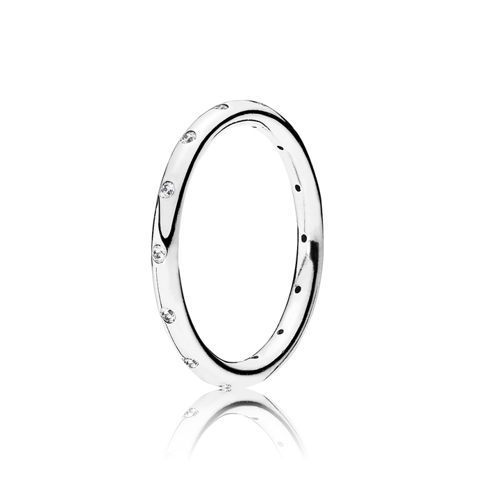 Sparkling Droplets Silver Ring Band w CZ