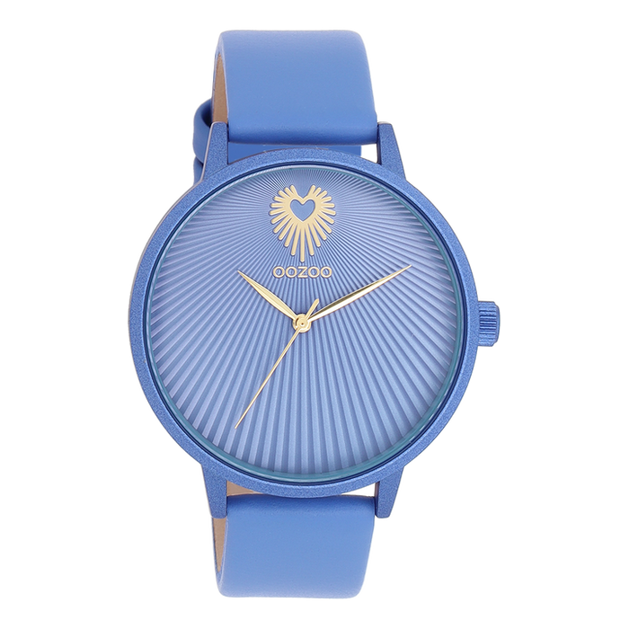 Mineral Blue Oozoo Watch With Mineral Blue Leather Strap