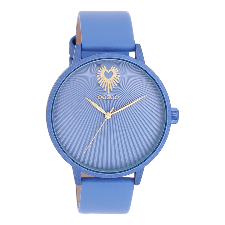 Mineral Blue Oozoo Watch With Mineral Blue Leather Strap