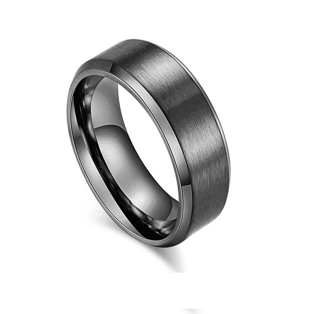 Blaze Stainless Steel Men’s Brushed Ring with Polished Edges