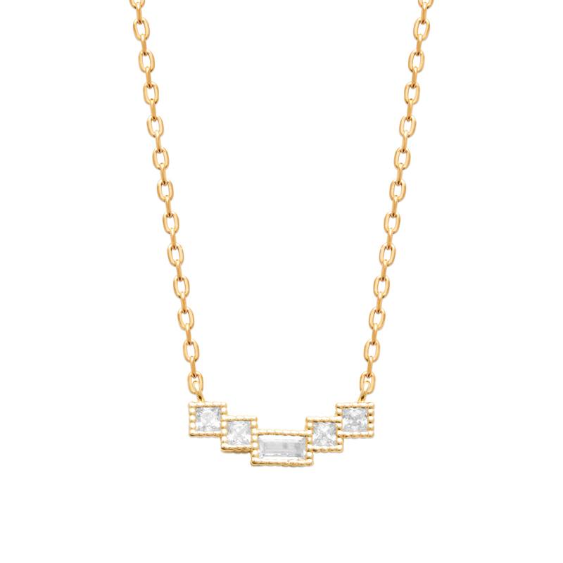 18CT YG Plated Alloy CZ Emerald/Princess 40/45cm Necklet