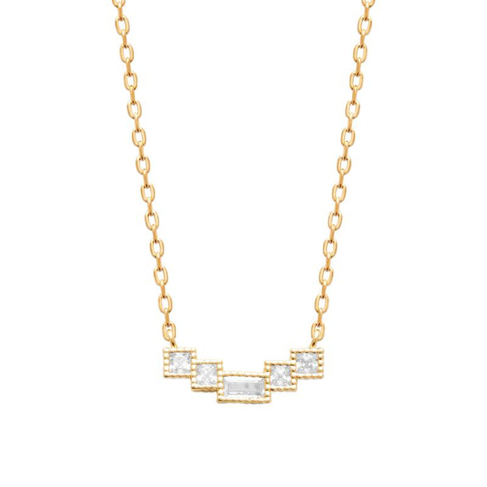 18CT YG Plated Alloy CZ Emerald/Princess 40/45cm Necklet