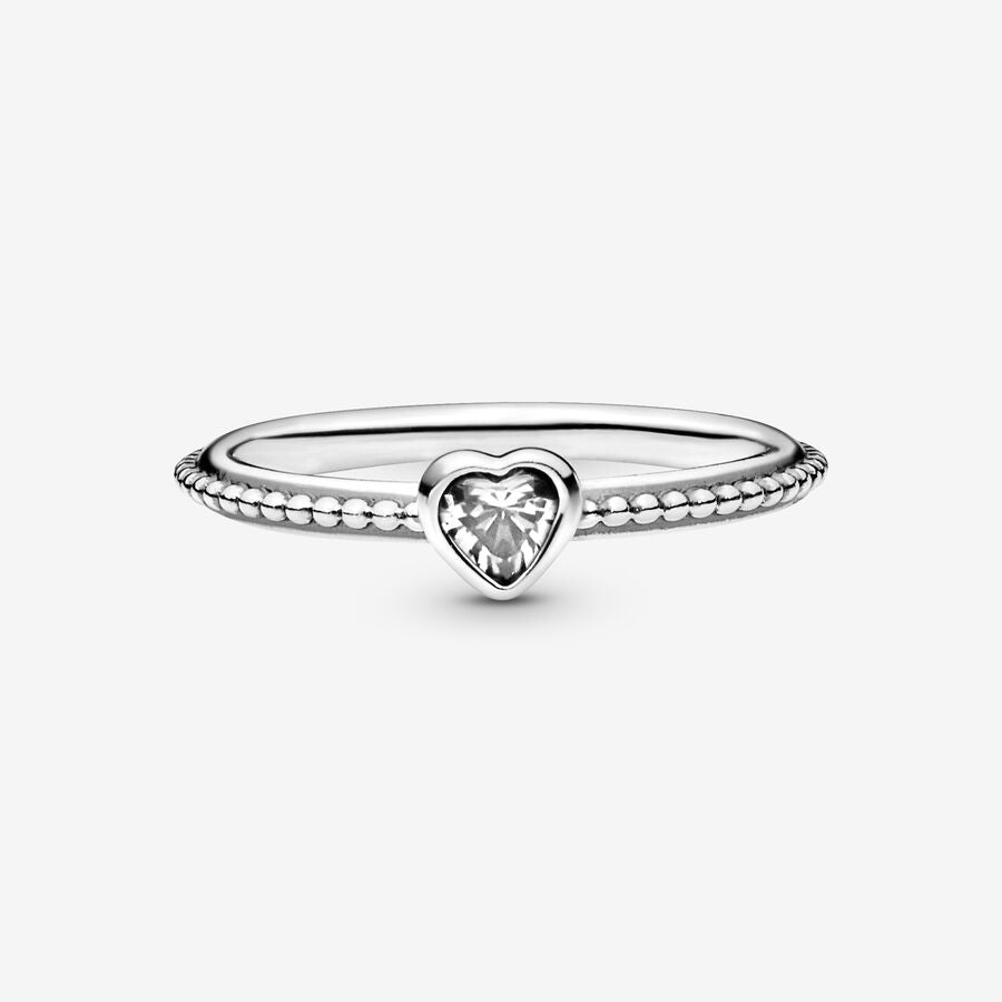 Pandora Heart silver ring with cubic zirconia