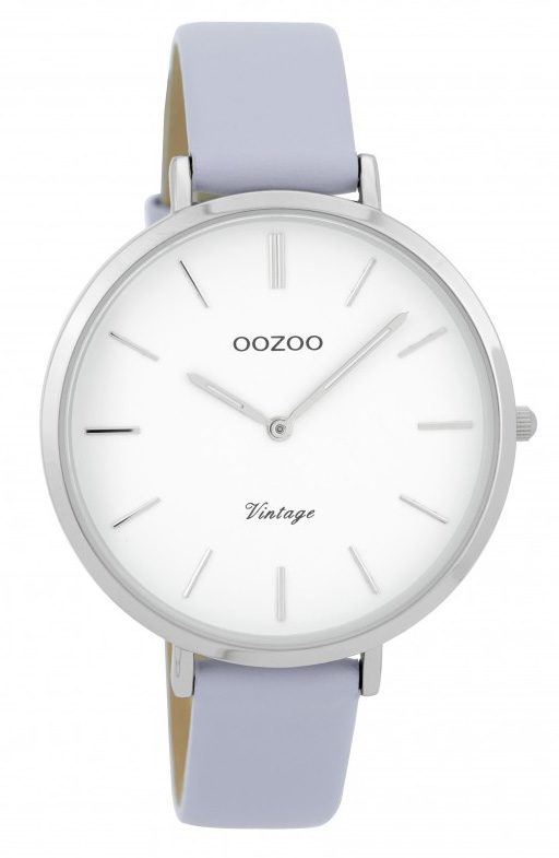 Oozoo Watch Vintage Steel/Leather Silver-Colored-Lilac 40mm C9386