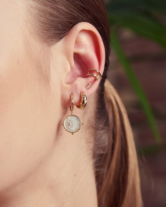 Ania Haie Gold Sparkle Crawler Barbell Single Earring.