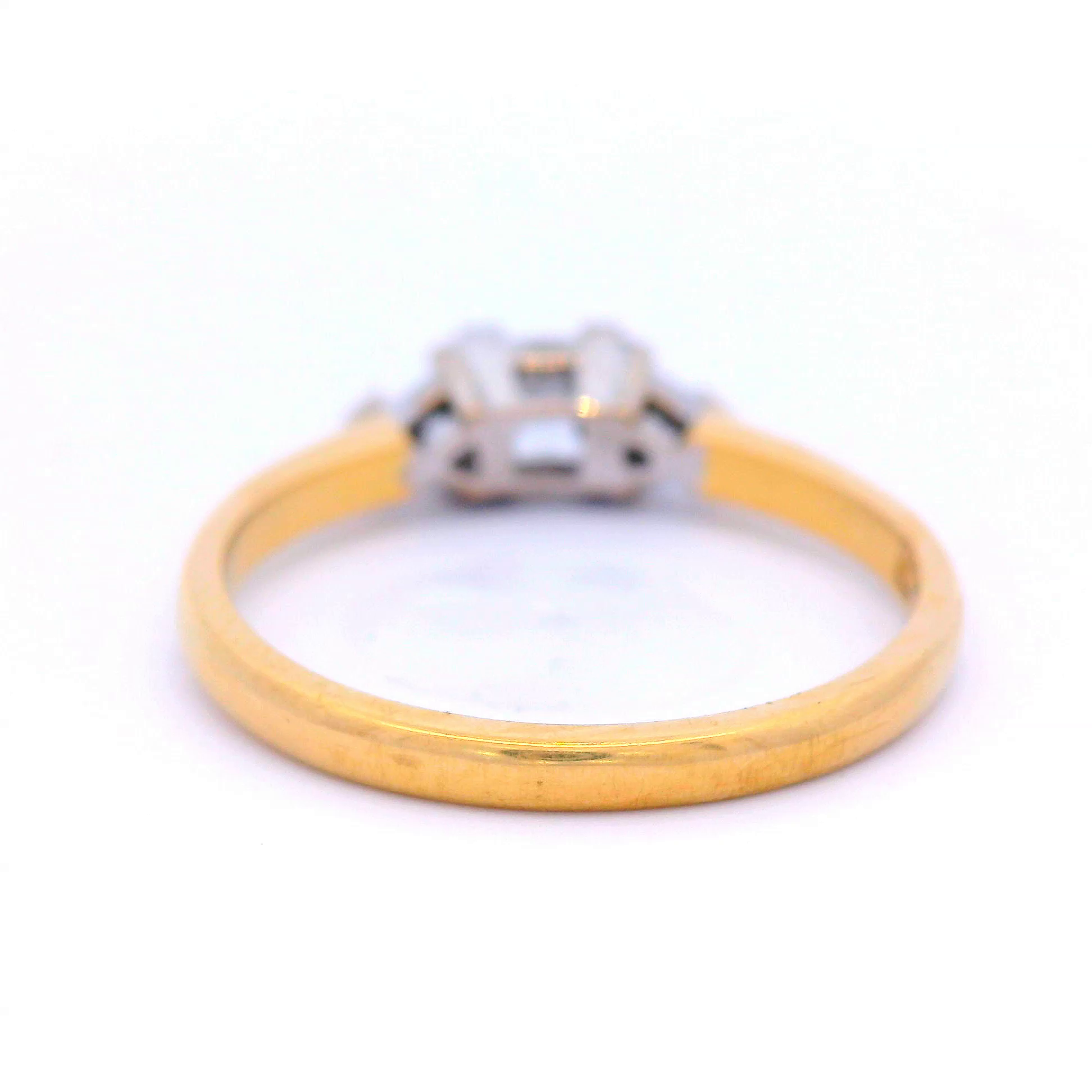 Trilogy Princess Cut and Trilliant Diamond Engagement Ring in Yellow Gold