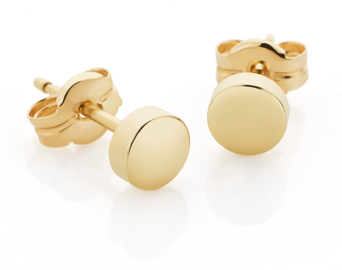 9ct Yellow Gold Circle Stud Earrings