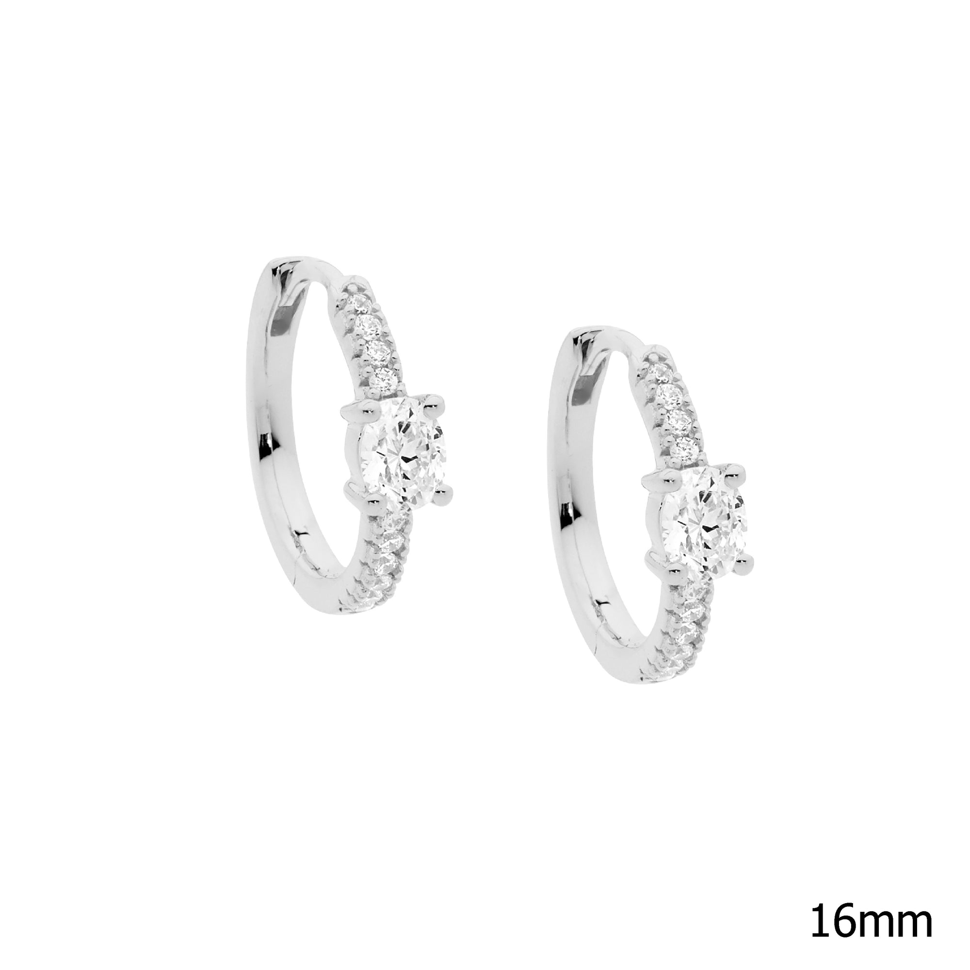 Ellani Sterling Silver Cubic Zirconia 16mm Hoop Earrings