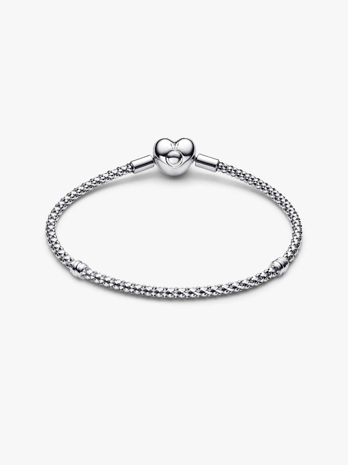 Sterling silver studded chain bracelet with heart clasp