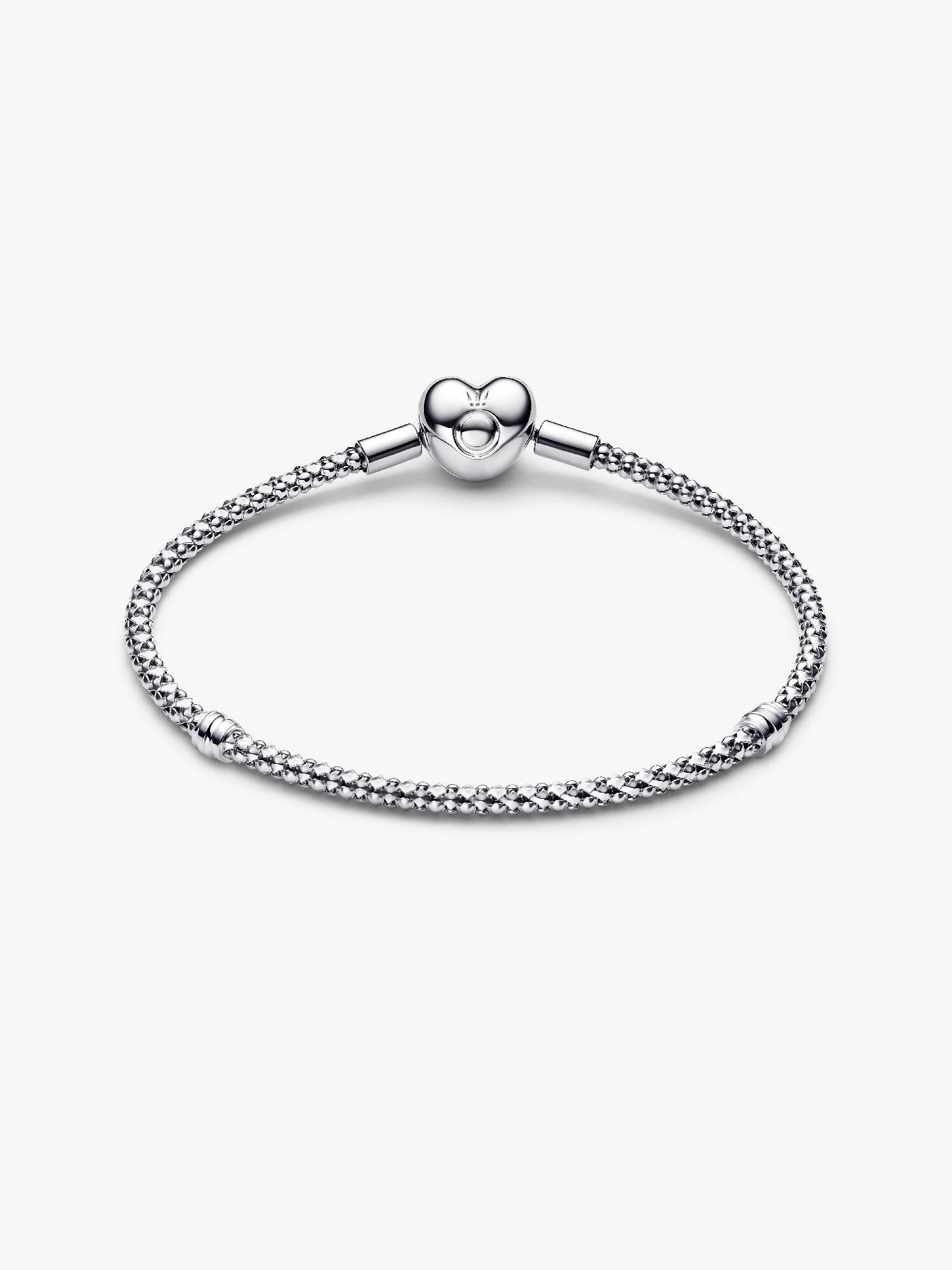 Sterling silver studded chain bracelet with heart clasp
