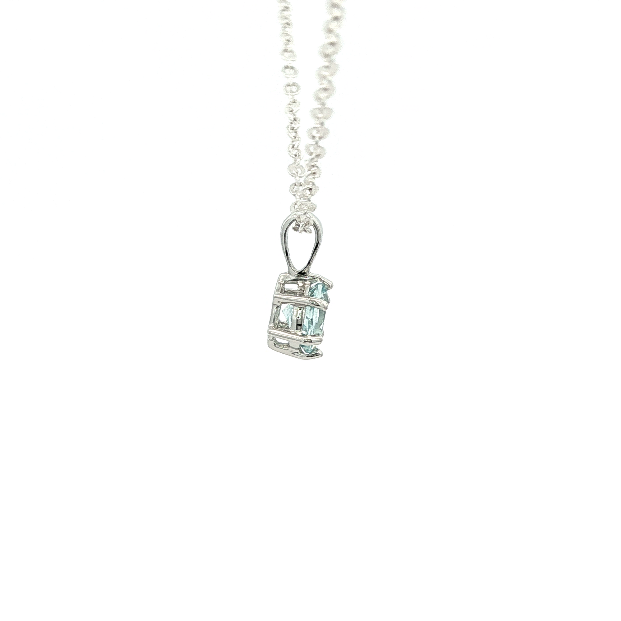 Hexagon Shaped Aquamarine Pendant In White Gold