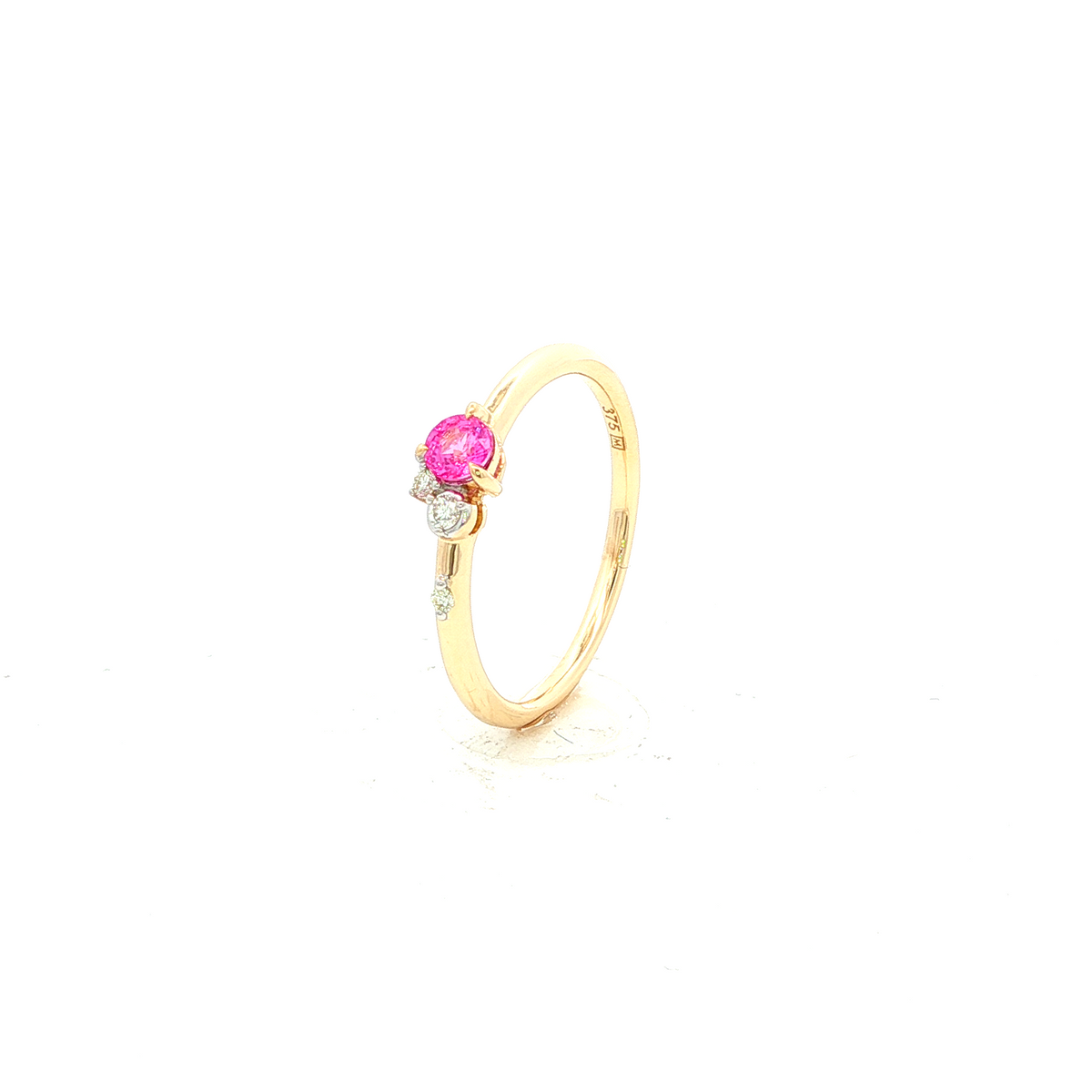 Pink Sapphire and Diamond Dress Ring in Yellow Gold