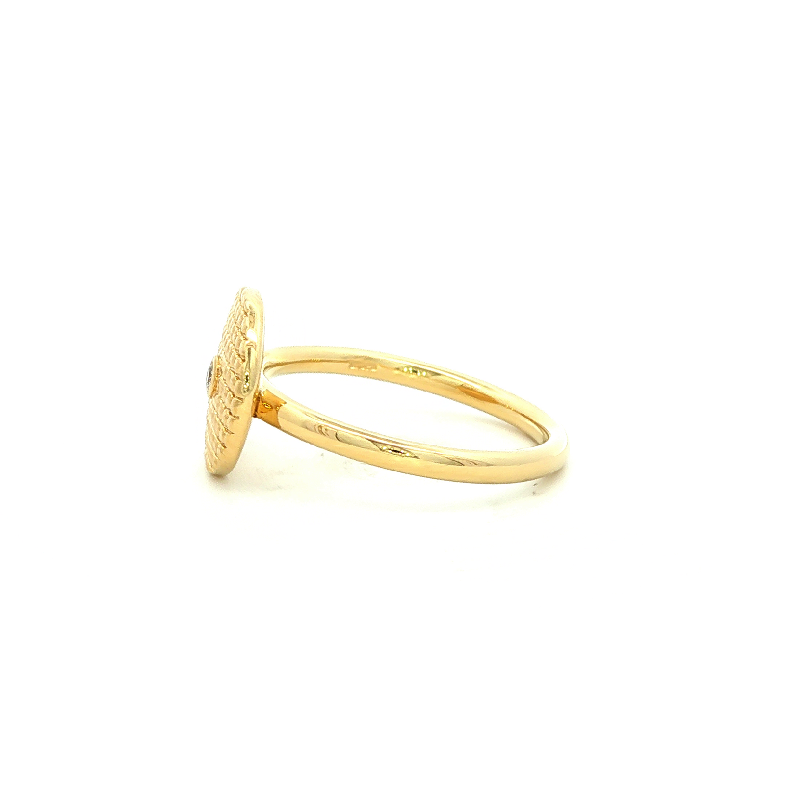 Textured Disc Dress Ring in Yellow Gold