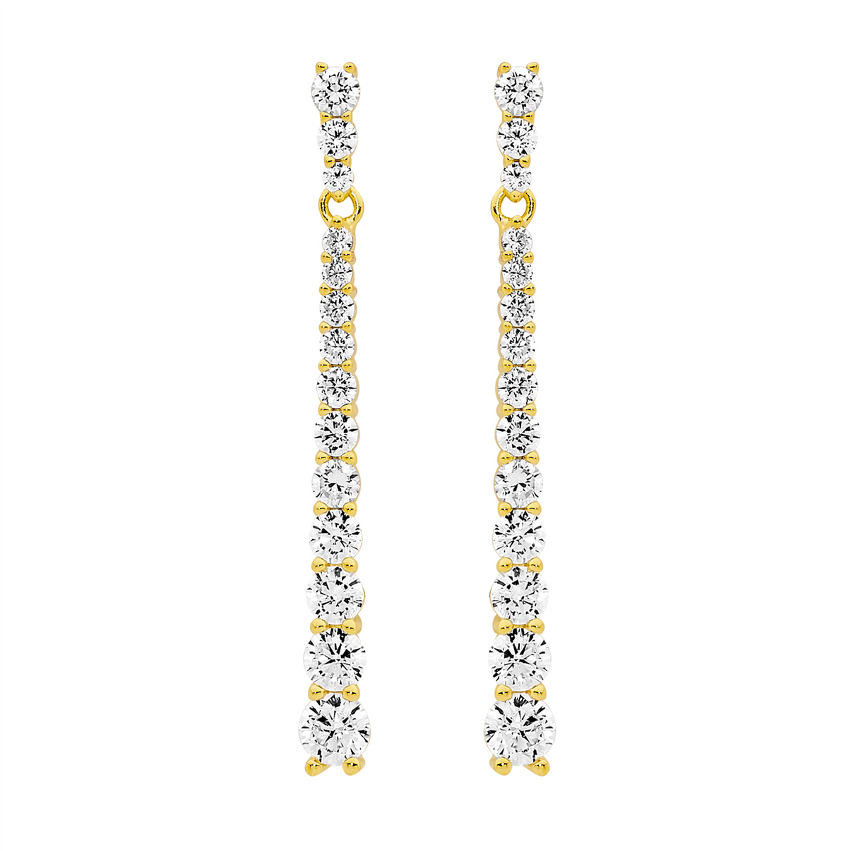 SS round gradual WH CZ drop earrings