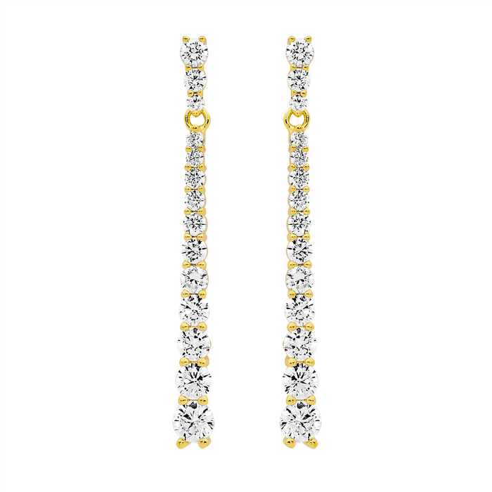 SS round gradual WH CZ drop earrings