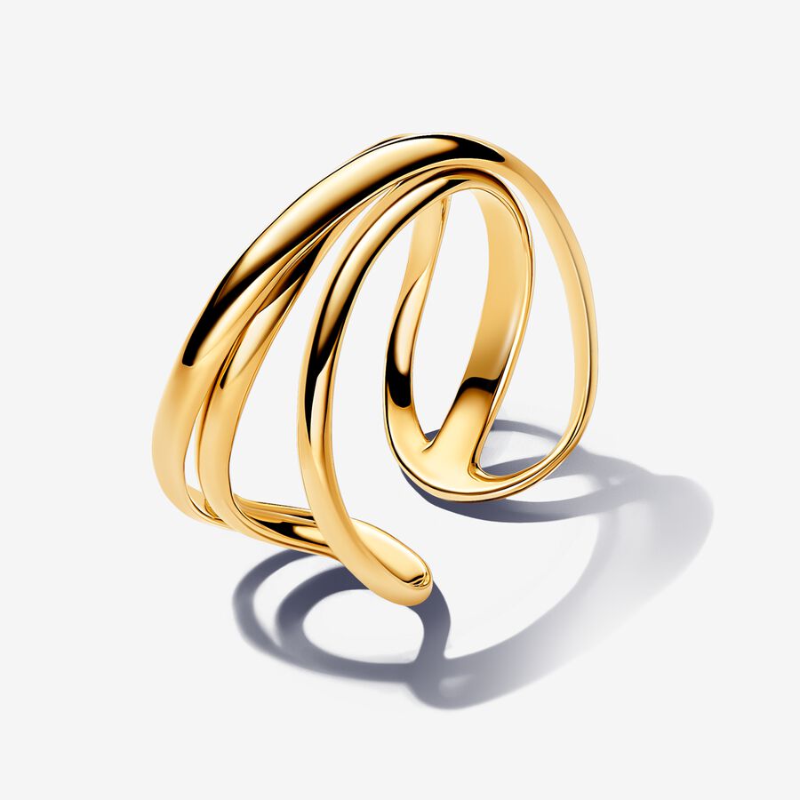 Organically Shaped Triple Band Open Ring - 56