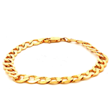 Solid Lightweight Flat Curb Bracelet in Yellow Gold