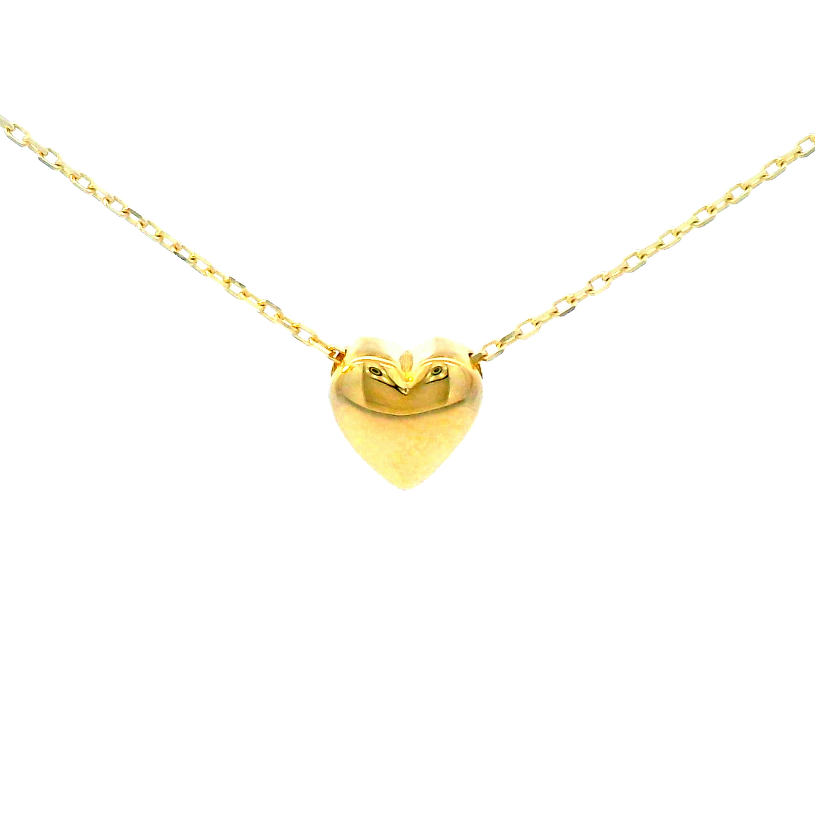 9K Yellow Gold Puff Heart Necklace