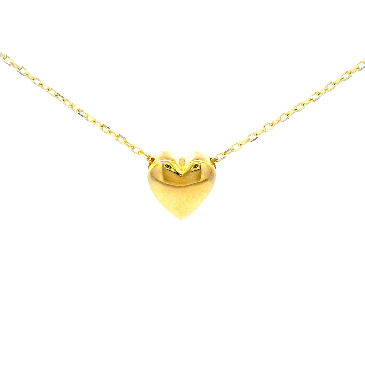 9K Yellow Gold Puff Heart Necklace