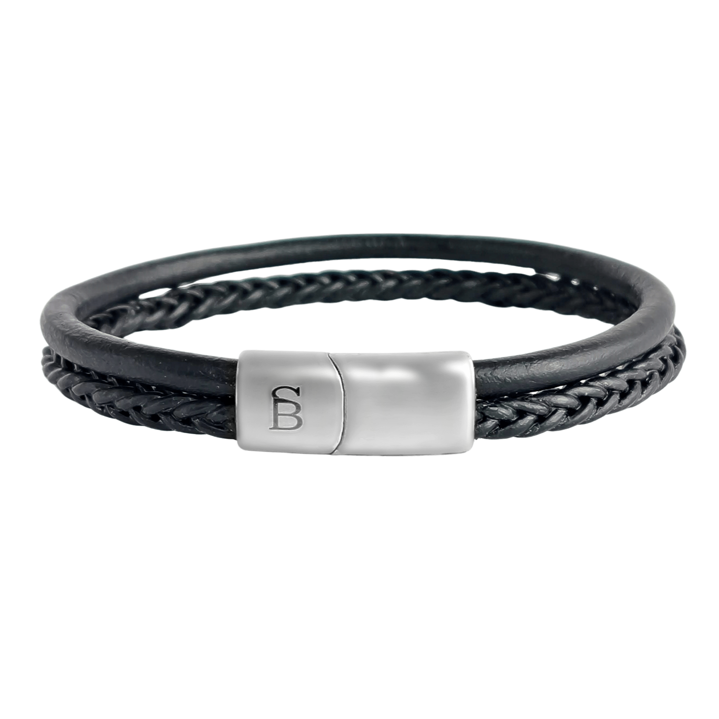 Denby - Black -Double Stack Braided Leather Bracelet
