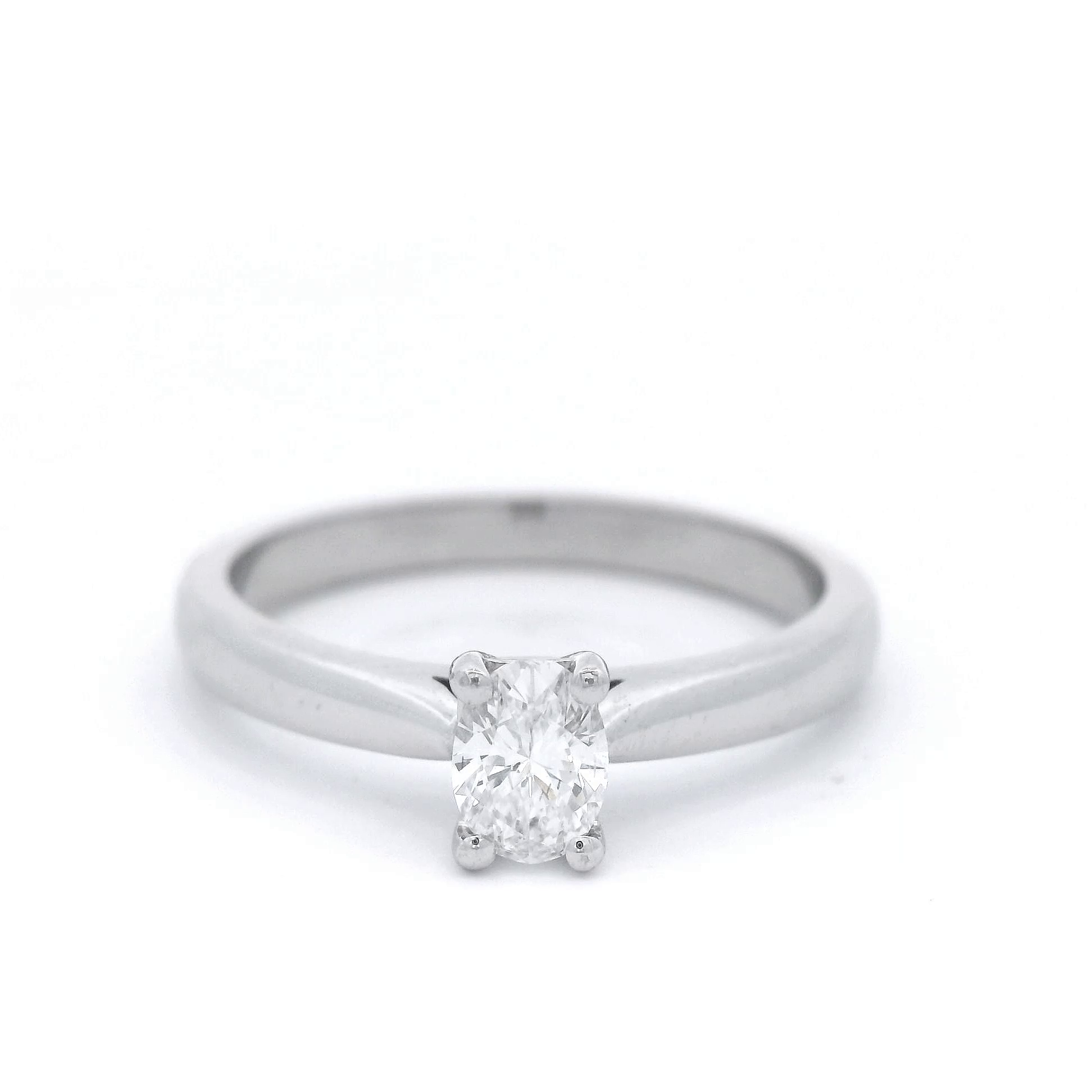 Oval Shaped Diamond Set in a White Gold Engagement Ring