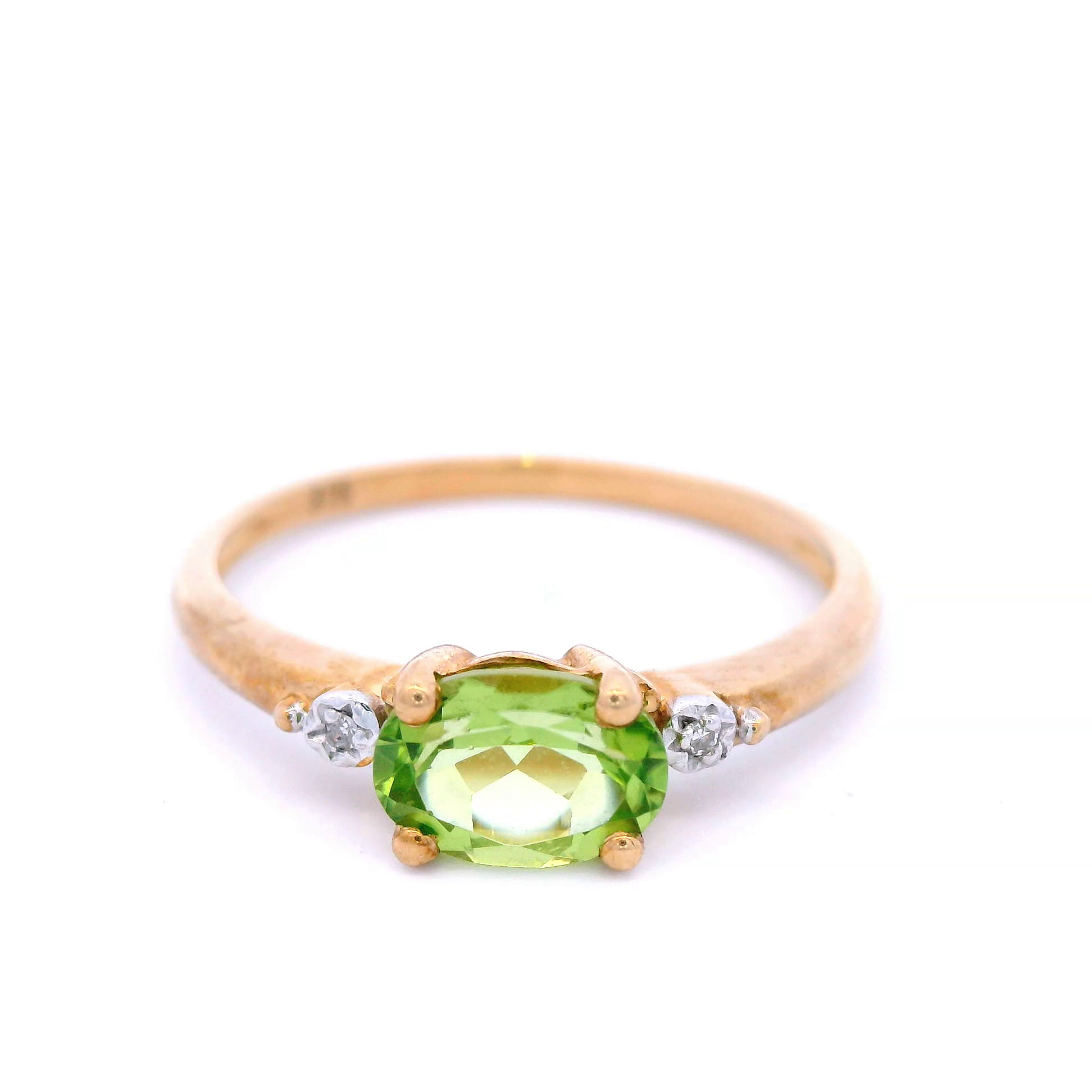 Horizontal Set Oval Cut Peridot Ring