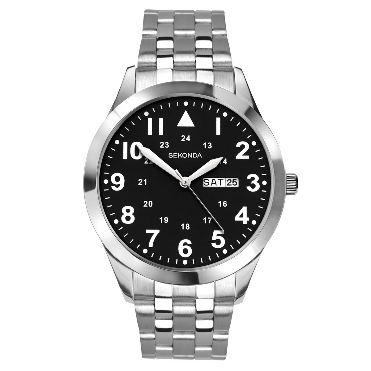 Sekonda Silver Case Black Dial