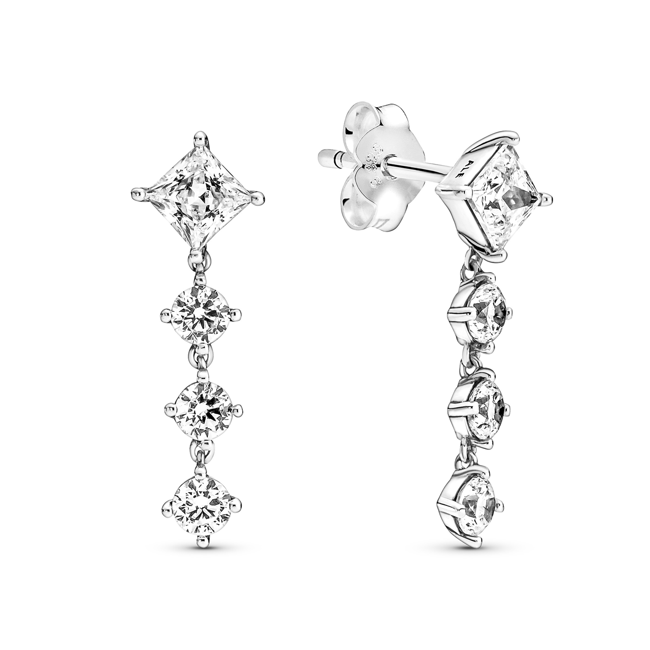 Sterling silver stud earrings with clear zirconia