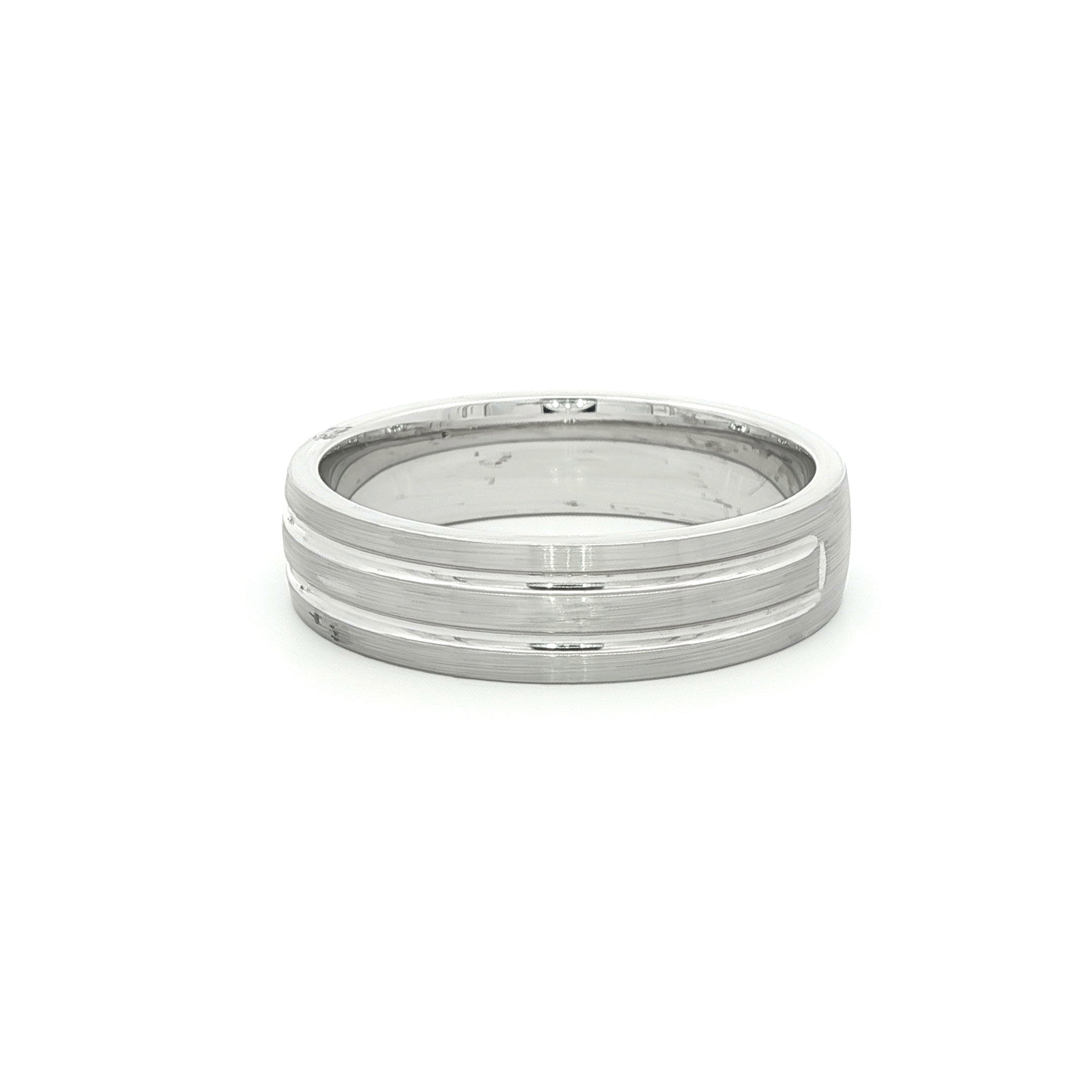 White Gold Plated Silver Band Ring with Round Cut Diamond