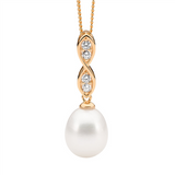 Twist Drop Pendant with Freshwater Pearl & Rose Gold Plating