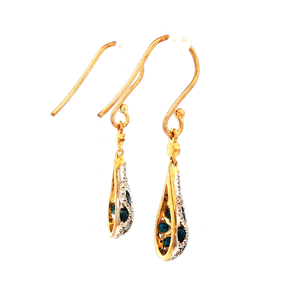 Sapphire & Diamond Drop Earrings in Yellow Gold