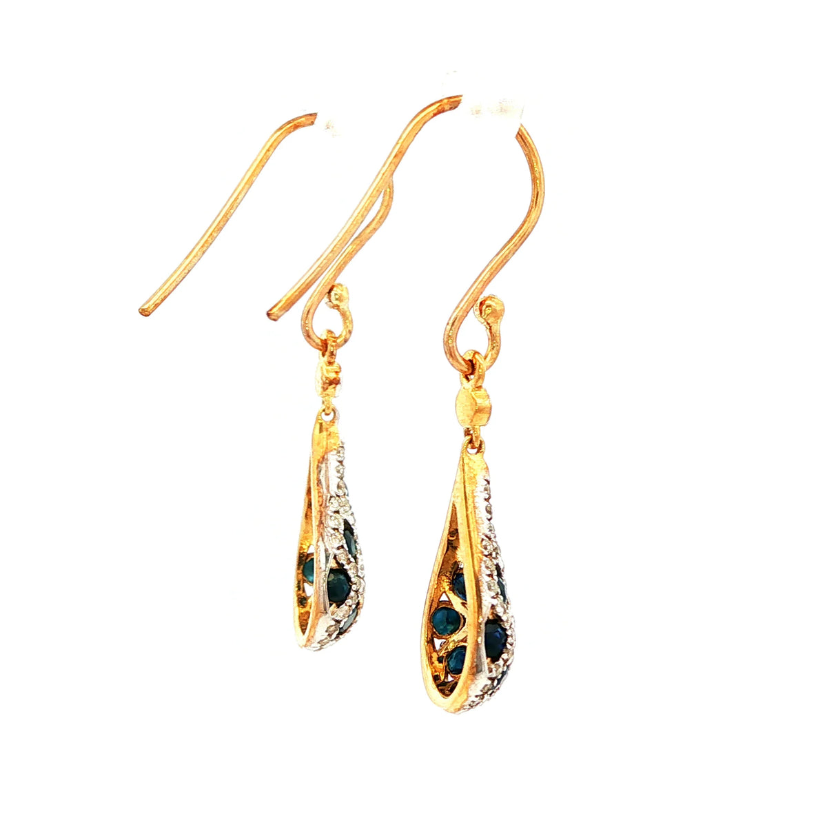 Sapphire & Diamond Drop Earrings in Yellow Gold