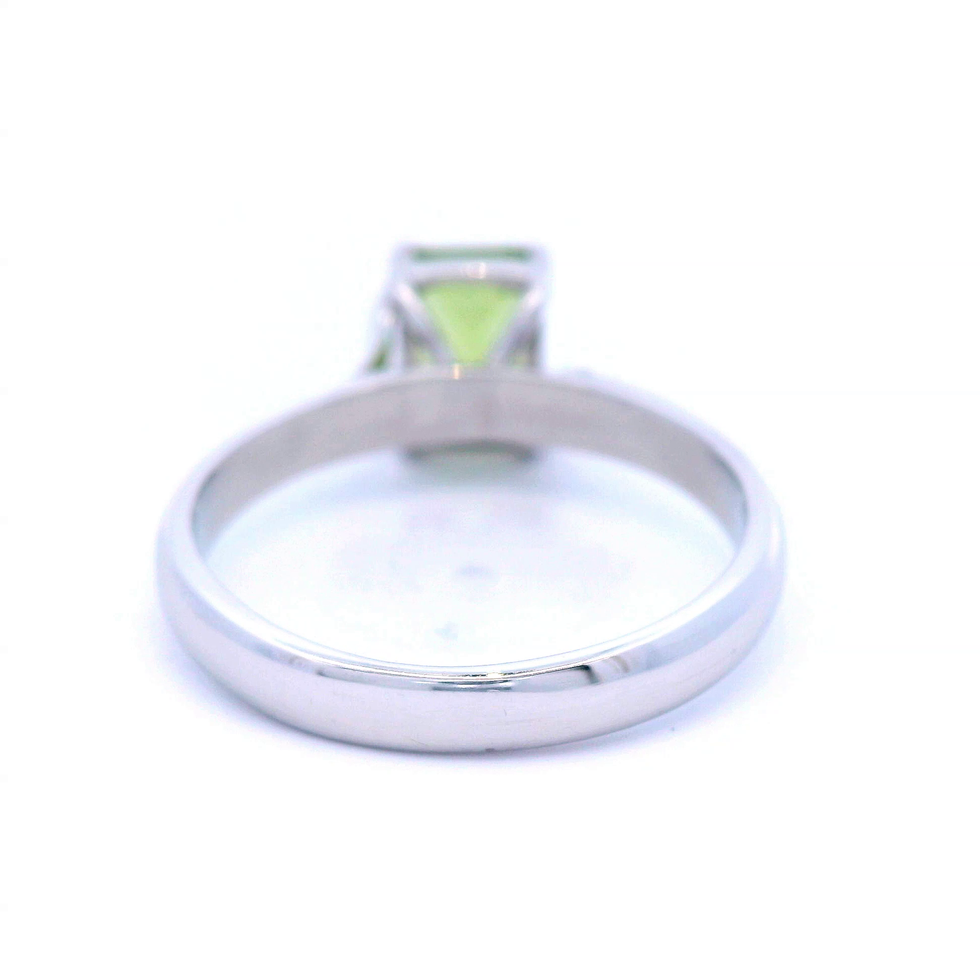 Square Peridot Stone in White Gold