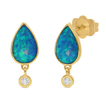 Opal and Diamond Earring in Yellow Gold