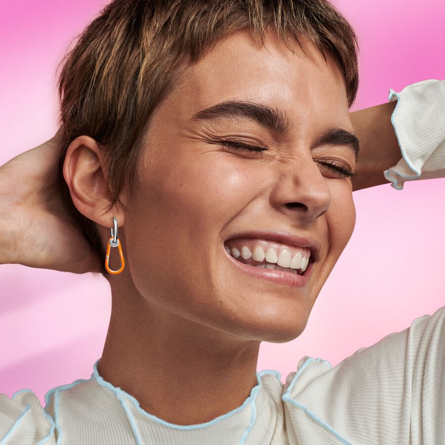 Pandora ME Bright Orange Hoop Link Earring