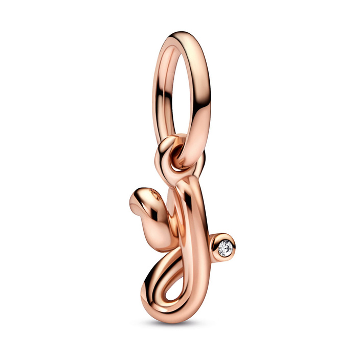 Letter y 14k rose gold-plated dangle with clear cubic zirconia