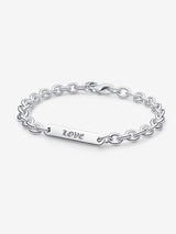 Sterling silver link bracelet with engravable bar