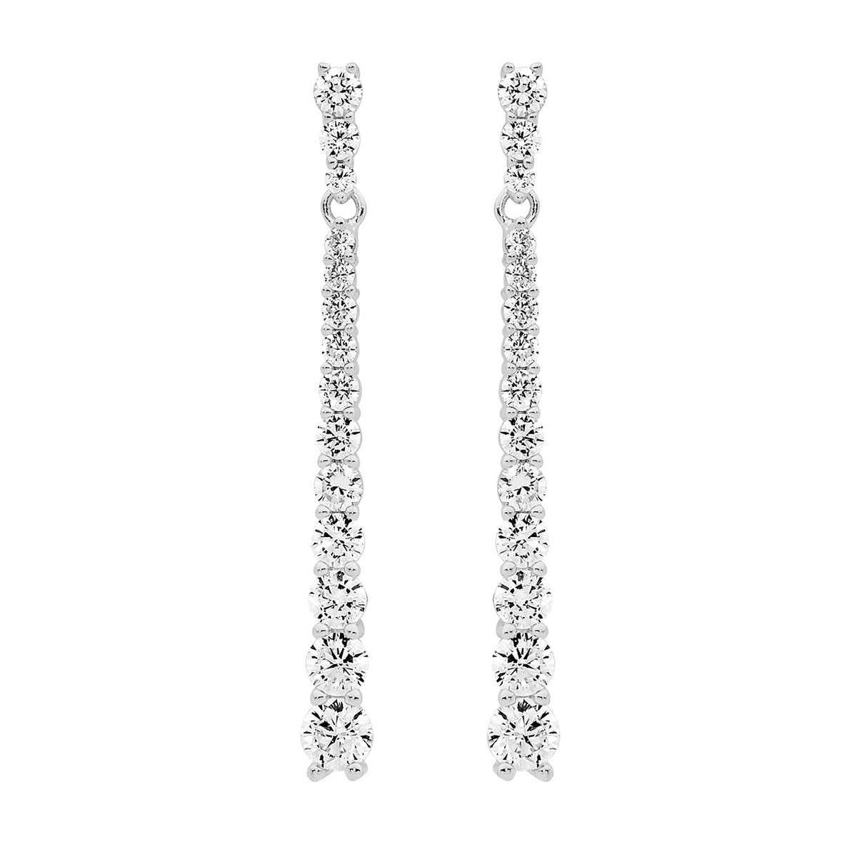 SS round gradual WH CZ drop earrings