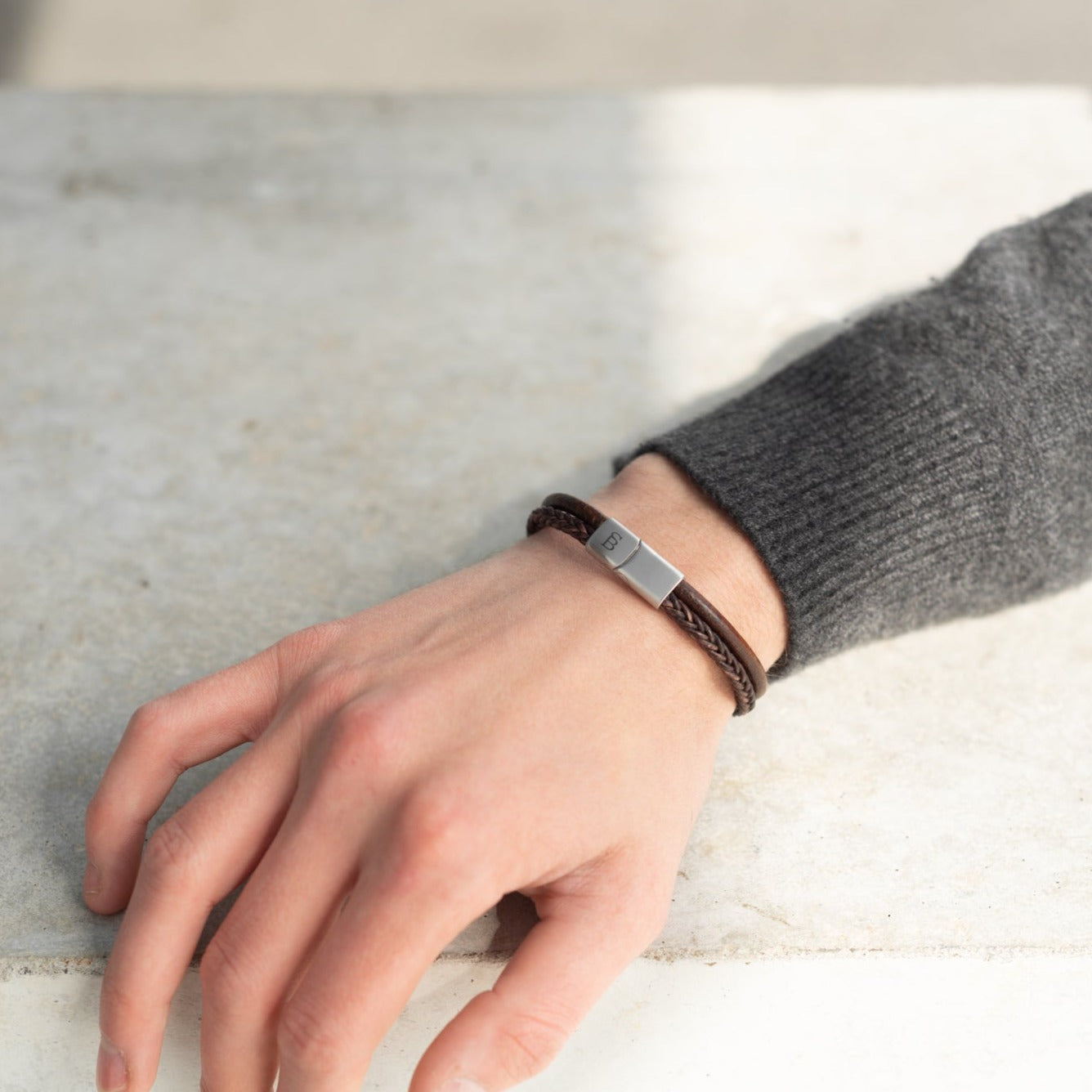 Denby - Brown - Double Stack Braided Leather Bracelet