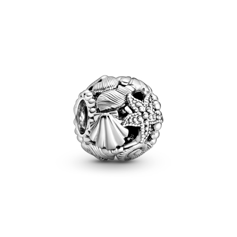 Starfish, Shells &amp; Hearts Openwork Silver Charm